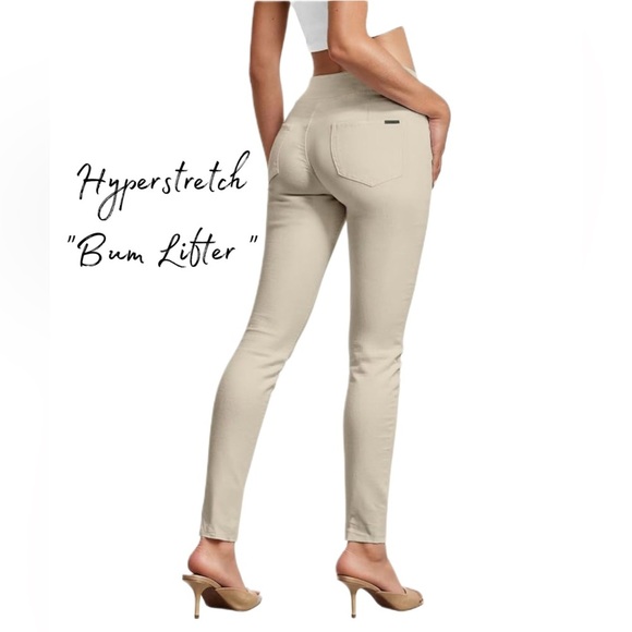 NWT Women’s Ultra Stretch Skinny Work Pants – 3 Button, Wide Waist Tan Size 2X - Picture 3 of 10